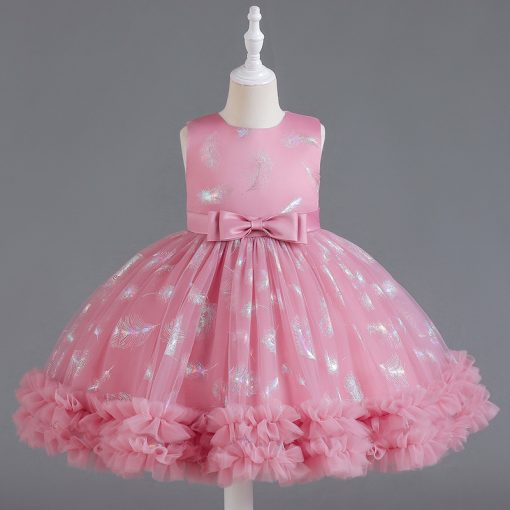 C307 Summer Sleeveless Tutu Kids Dress for Girls Lightweight Tulle Skirt