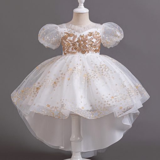 T8905 Kids Girls Summer Dress Princess Party Gown Puffy Tulle Formal Dress