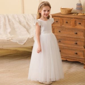 C138 Girls' Princess Tulle Dress Birthday Wedding Flower Girl Performance Outfit