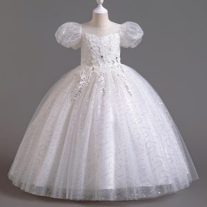 FF553 Summer Sparkling Princess Tulle Dresses for Kids Girls Ideal for Weddings Performances and Summer Parties