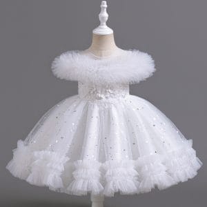 D8907 Summer Princess Tulle Dress for Girls Sparkling Star Party Gown Flower Girl Dress