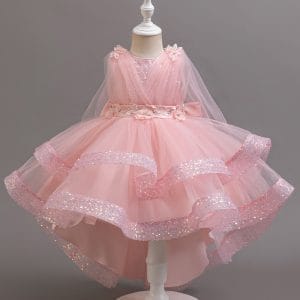 A206 Kids Princess Party Dress for Girls  Sequin Flower Tulle Ball Gown for Wedding  Birthday