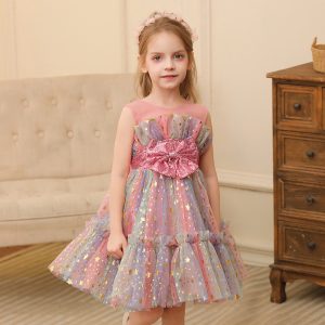 A142 Sparkling Girls' Kids Dress Tulle Skirt with Star Prints Birthday Party
