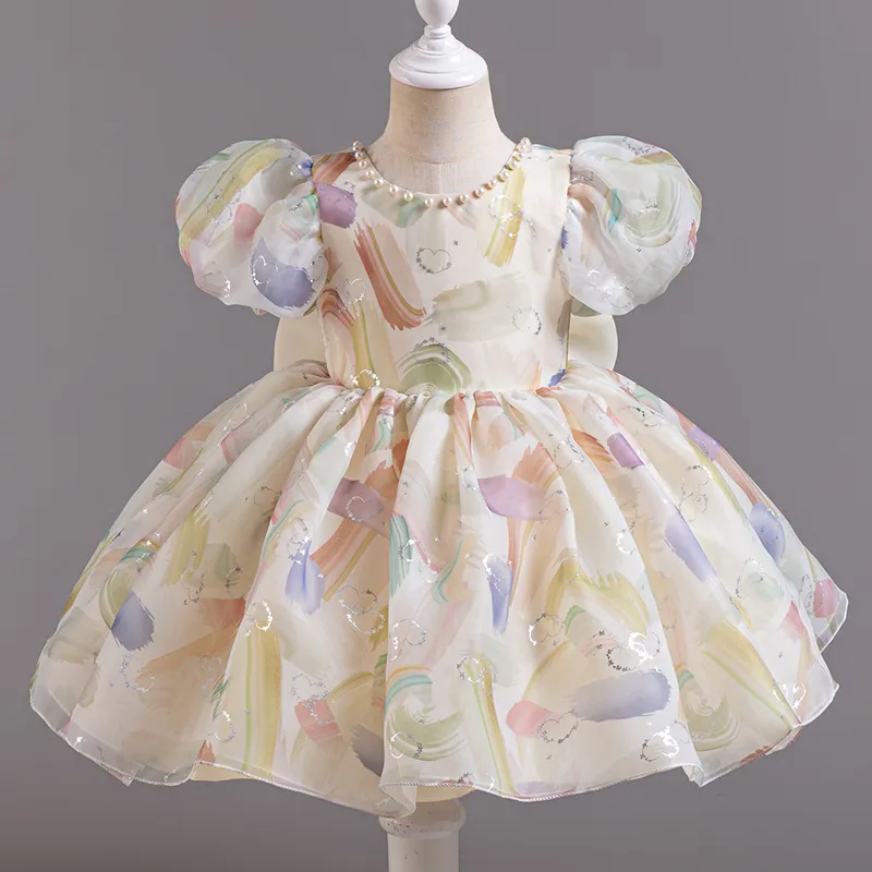 C556 Dreamy Rainbow - Printed Princess Dress for Summer Kids Girls - Image 11