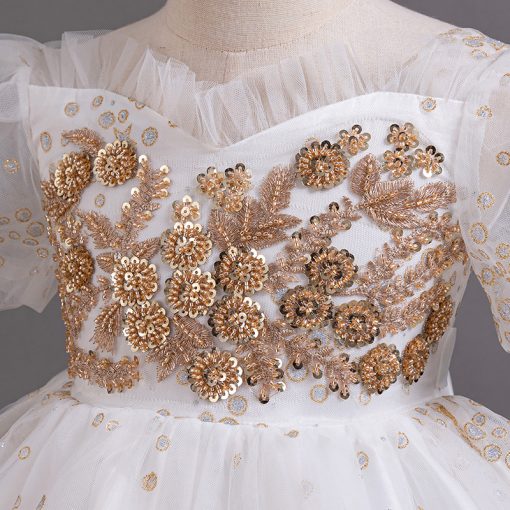 T8905 Kids Girls Summer Dress Princess Party Gown Puffy Tulle Formal Dress - Image 11