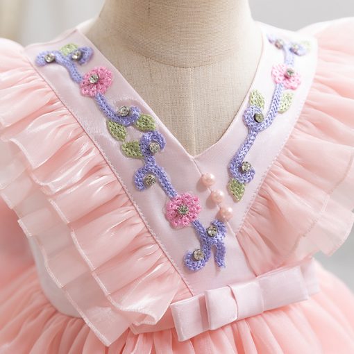 W009 Kids Girls Dress Cute Sleeveless Bowknot Design with Fluffy Skirt Ideal for Parties Birthday and Special Occasions - Image 8