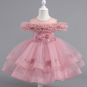 8323 Baby  Toddler Girls Princess Dress Puff Sleeve Pearl Gown for Party Wedding  Photoshoot
