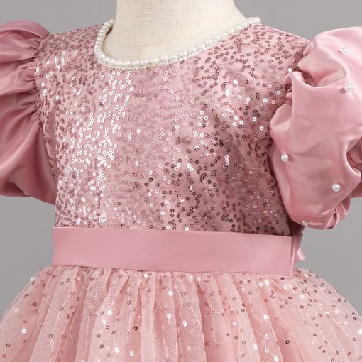A202 Princess Dress Girl Short Dress Birthday Performance  Sleeves Sequined Suitable For Children - Image 8