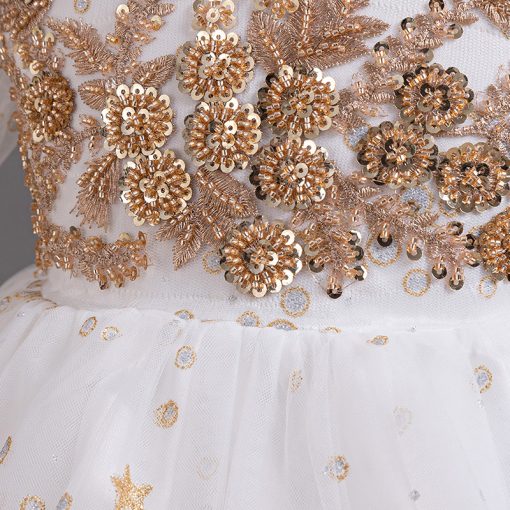 T8905 Kids Girls Summer Dress Princess Party Gown Puffy Tulle Formal Dress - Image 12