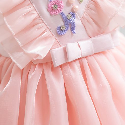 W009 Kids Girls Dress Cute Sleeveless Bowknot Design with Fluffy Skirt Ideal for Parties Birthday and Special Occasions - Image 9