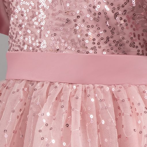 A202 Princess Dress Girl Short Dress Birthday Performance  Sleeves Sequined Suitable For Children - Image 9
