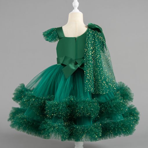 1339 Princess Ball Gown Dress for Girls Glitter Tulle Party Dress with Bow for 3-10 Years Kids - Image 3