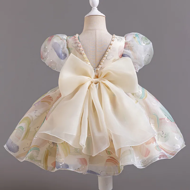 C556 Dreamy Rainbow - Printed Princess Dress for Summer Kids Girls - Image 13