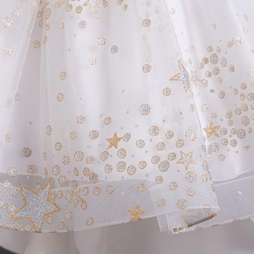 T8905 Kids Girls Summer Dress Princess Party Gown Puffy Tulle Formal Dress - Image 14