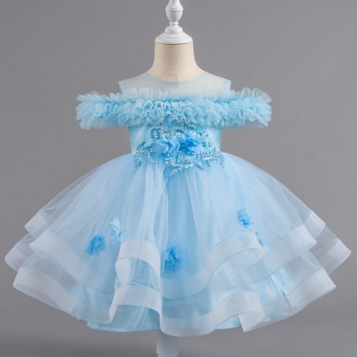 8323 Baby  Toddler Girls Princess Dress Puff Sleeve Pearl Gown for Party Wedding  Photoshoot - Image 10