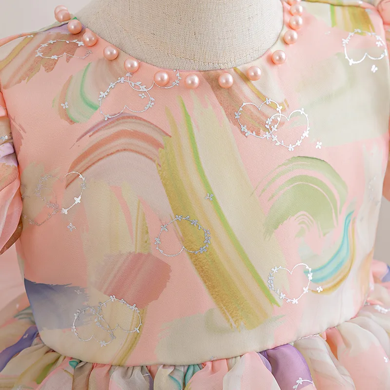 C556 Dreamy Rainbow - Printed Princess Dress for Summer Kids Girls - Image 14