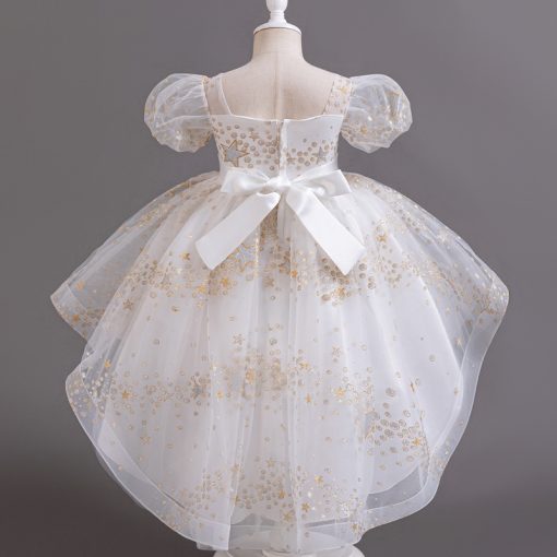 T8905 Kids Girls Summer Dress Princess Party Gown Puffy Tulle Formal Dress - Image 4