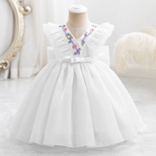 W009 Kids Girls Dress Cute Sleeveless Bowknot Design with Fluffy Skirt Ideal for Parties Birthday and Special Occasions - Image 4
