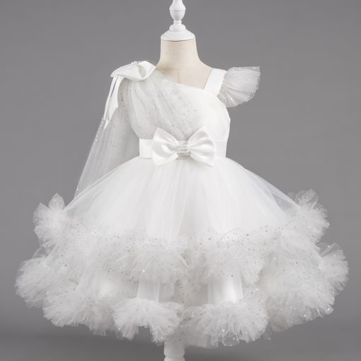 1339 Princess Ball Gown Dress for Girls Glitter Tulle Party Dress with Bow for 3-10 Years Kids - Image 6