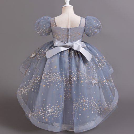 T8905 Kids Girls Summer Dress Princess Party Gown Puffy Tulle Formal Dress - Image 7
