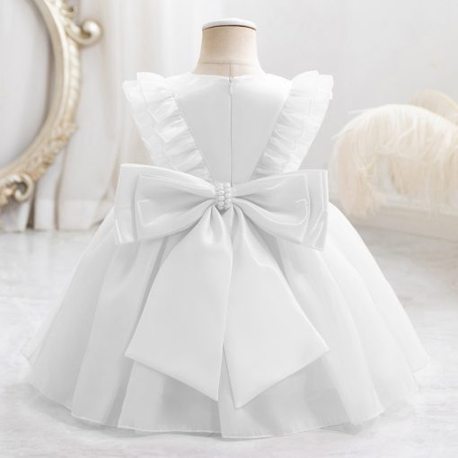 W009 Kids Girls Dress Cute Sleeveless Bowknot Design with Fluffy Skirt Ideal for Parties Birthday and Special Occasions - Image 5