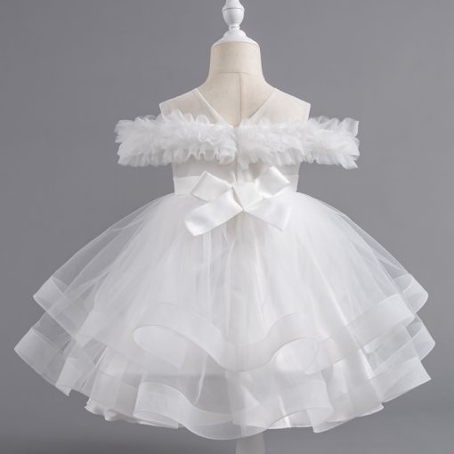8323 Baby  Toddler Girls Princess Dress Puff Sleeve Pearl Gown for Party Wedding  Photoshoot - Image 7