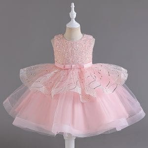M7608 Girls' Dreamy Princess Dress with Ombre Tulle Skirt  Perfect for Kids' Summer Parties
