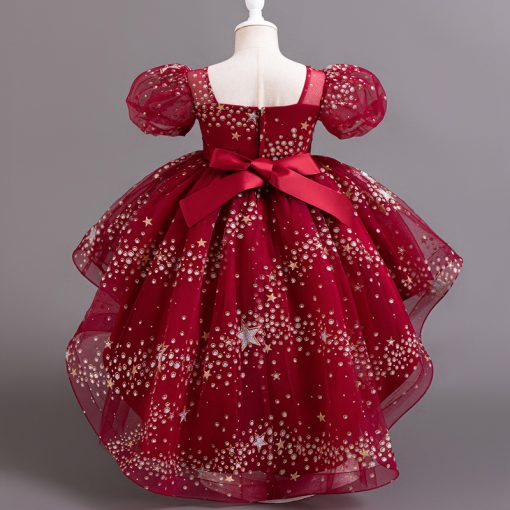 T8905 Kids Girls Summer Dress Princess Party Gown Puffy Tulle Formal Dress - Image 10
