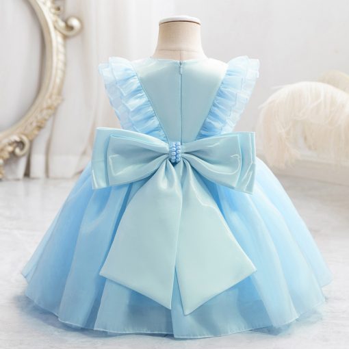 W009 Kids Girls Dress Cute Sleeveless Bowknot Design with Fluffy Skirt Ideal for Parties Birthday and Special Occasions - Image 7