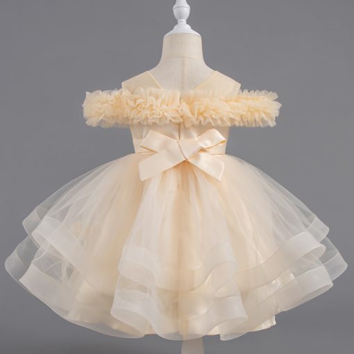 8323 Baby  Toddler Girls Princess Dress Puff Sleeve Pearl Gown for Party Wedding  Photoshoot - Image 9