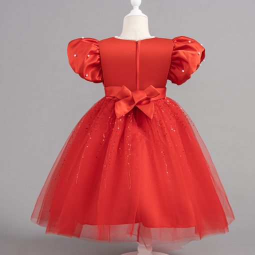 A202 Princess Dress Girl Short Dress Birthday Performance  Sleeves Sequined Suitable For Children - Image 7