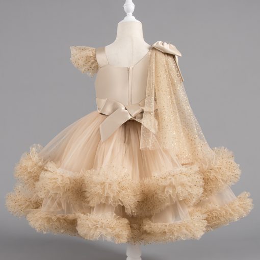 1339 Princess Ball Gown Dress for Girls Glitter Tulle Party Dress with Bow for 3-10 Years Kids - Image 9